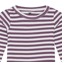 BIRKHOLM Stribet Rib Body Perfekt Hvid & Støvet Lilla